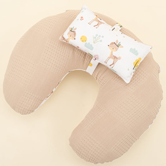 Double Sided Breastfeeding Pillow - Bej Waffle - Ceylan