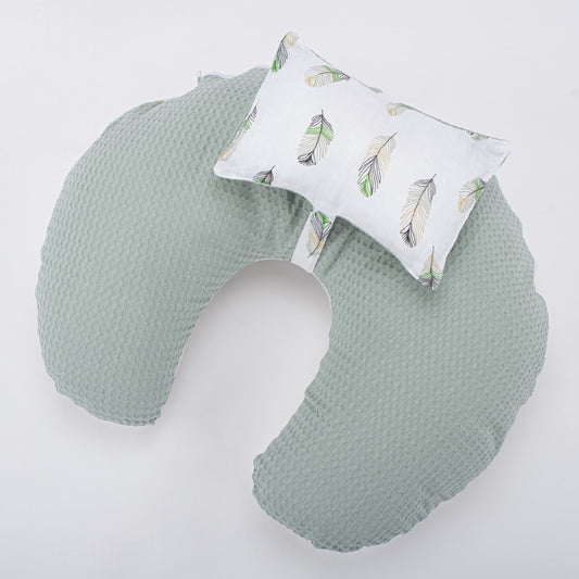 Double Sided Breastfeeding Pillow - Yeşil Petek - Yeşil Tüy