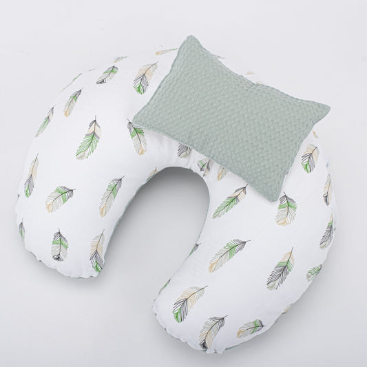 Double Sided Breastfeeding Pillow - Yeşil Petek - Yeşil Tüy