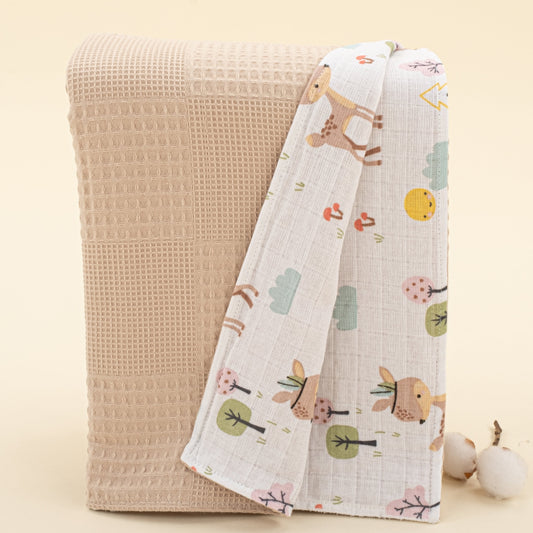 Double Sided Pique Blanket - Bej Waffle - Ceylan