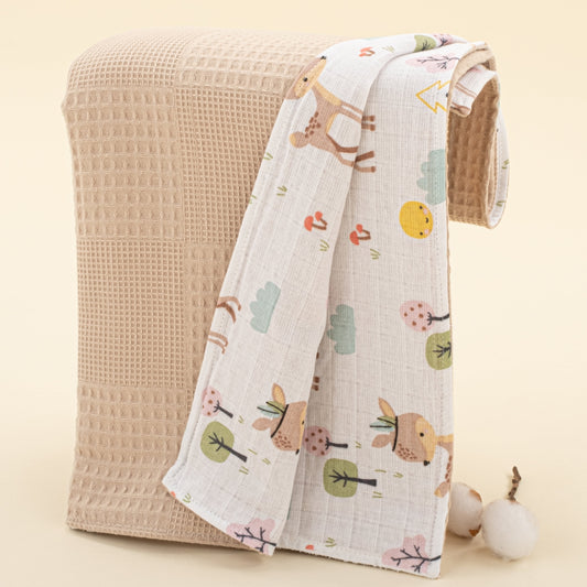 Double Sided Pique Blanket - Bej Waffle - Ceylan