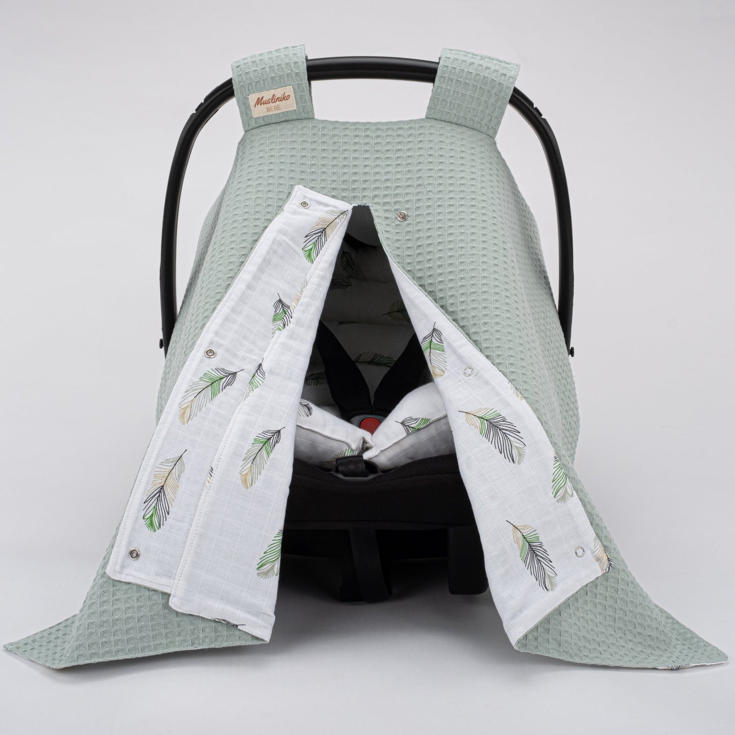 Stroller Cover Set - Double Side - Yeşil Petek - Yeşil Tüy