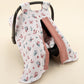 Stroller Cover Set - Double Side - Gül Kurusu Muslin - Kelebekler