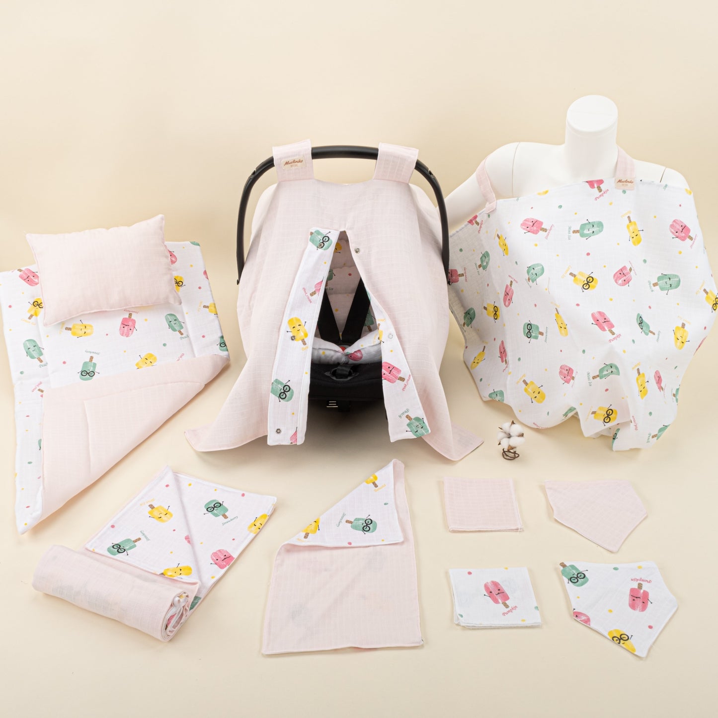 11 Piece - Newborn Sets  - Double Sided - Seasonal - Bebe Pembe Muslin - Dondurma