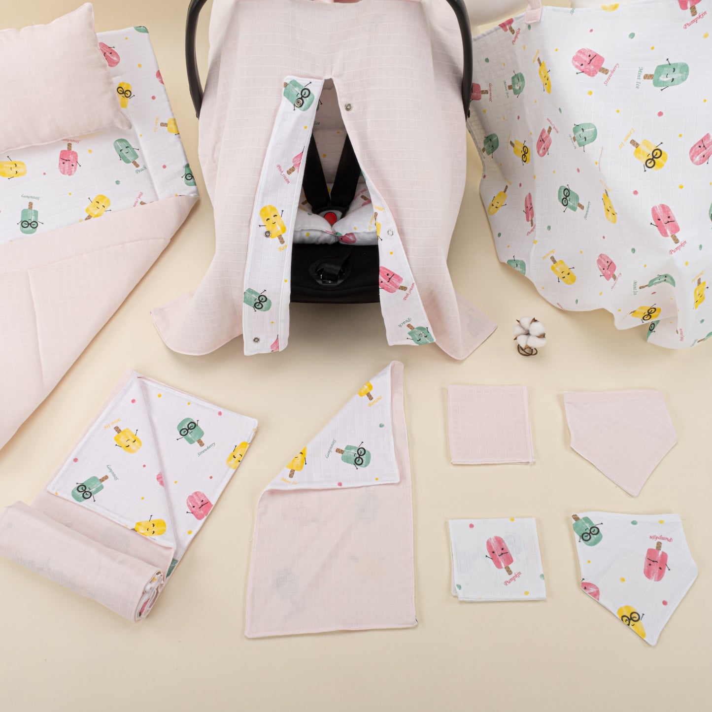 11 Piece - Newborn Sets  - Double Sided - Seasonal - Bebe Pembe Muslin - Dondurma