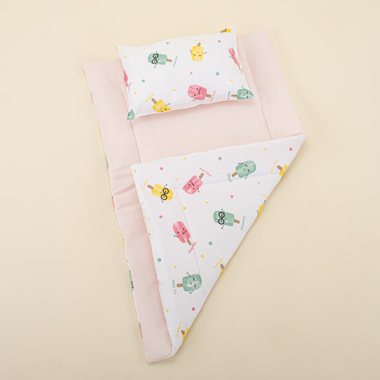 Double Sided Changing Pad and Pillow - Bebe Pembe Muslin - Dondurma