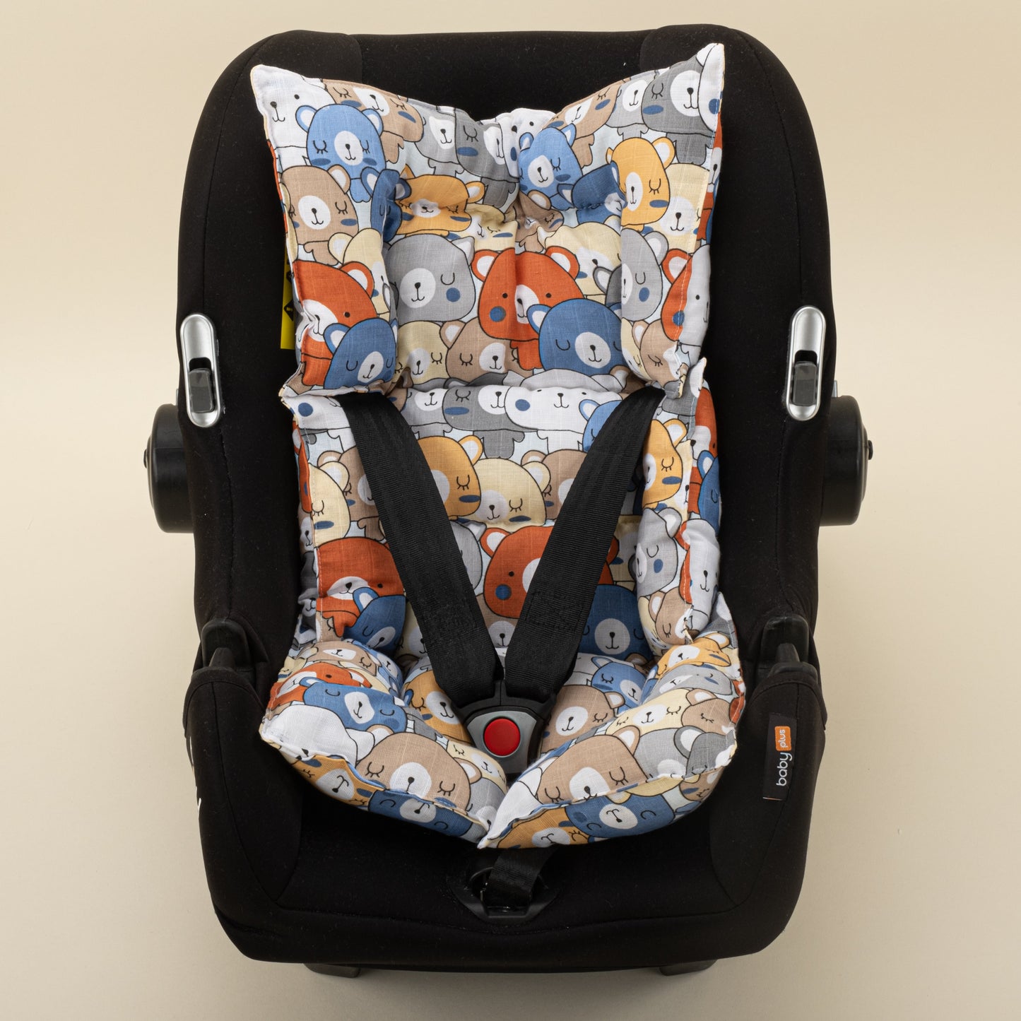 Stroller Cover Set - Double Side - Beyaz Petek - Renkli Ayıcıklar