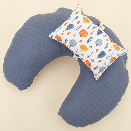 Double Sided Breastfeeding Pillow - İndigo Muslin - Mavi Balkabağı