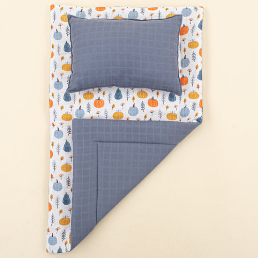 Double Sided Changing Pad and Pillow - İndigo Muslin - Mavi Balkabağı