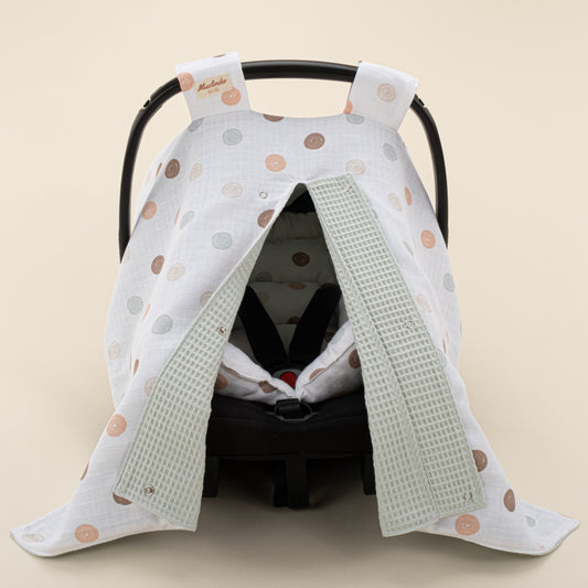 Stroller Cover Set - Double Side - Yeşil Petek - Puantiye