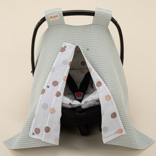 Stroller Cover Set - Double Side - Yeşil Petek - Puantiye