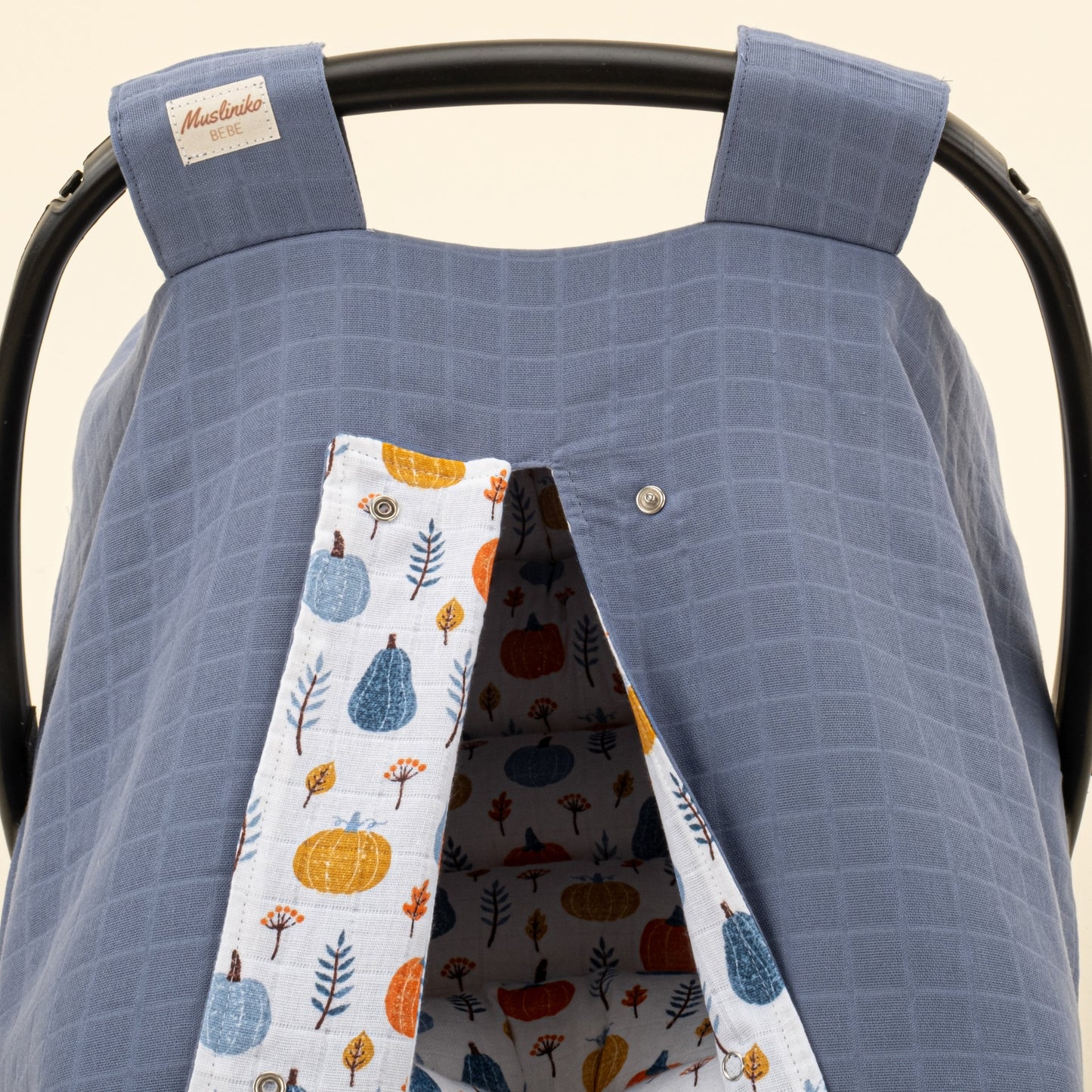 Stroller Cover Set - Double Side  - İndigo Muslin - Mavi Balkabağı