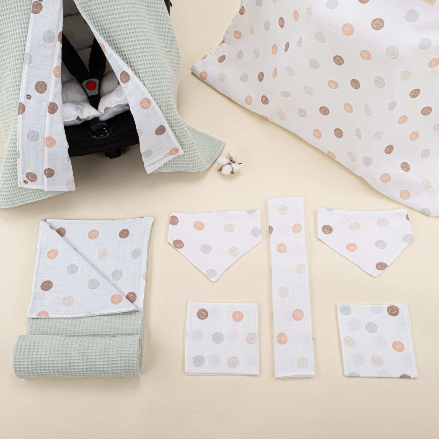 9 Piece - Newborn Sets - Double Sided - Winter - Yeşil Petek - Puantiye