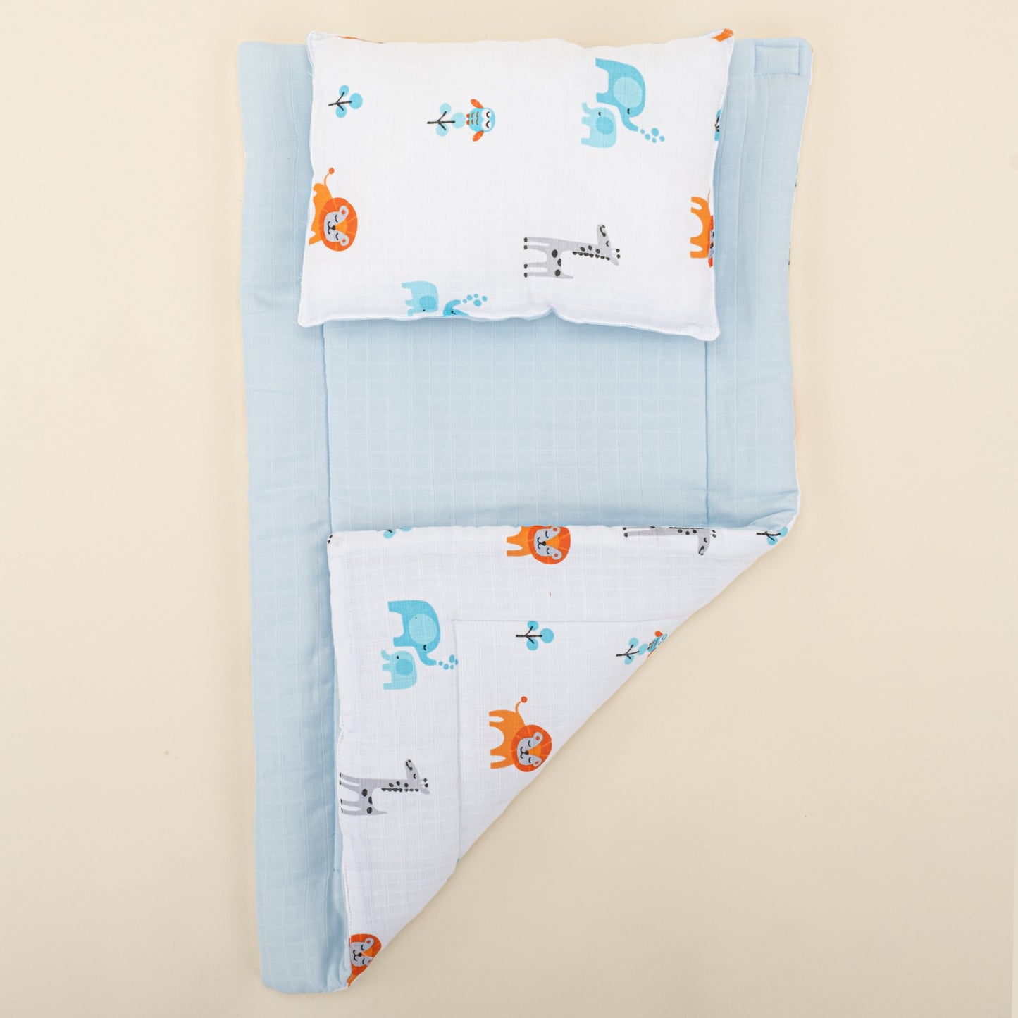 Double Sided Changing Pad and Pillow - Bebe Mavi Muslin - Fil