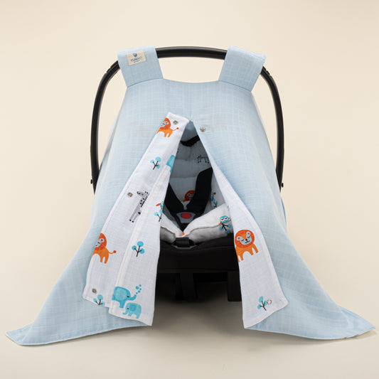 Stroller Cover Set - Double Side - Bebe Mavi Muslin - Fil