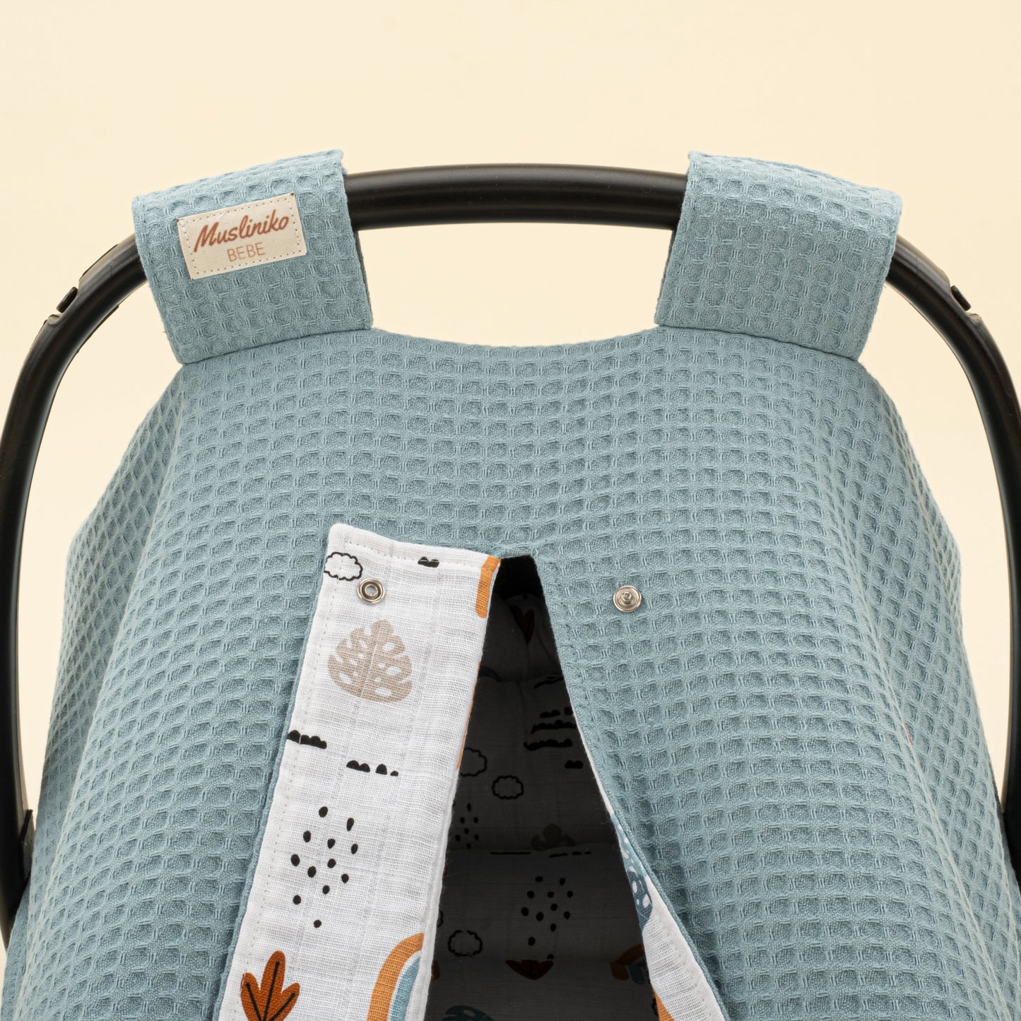 Stroller Cover Set - Double Side - Petrol Mavisi Petek - Petrol Mavisi Gökkuşağı