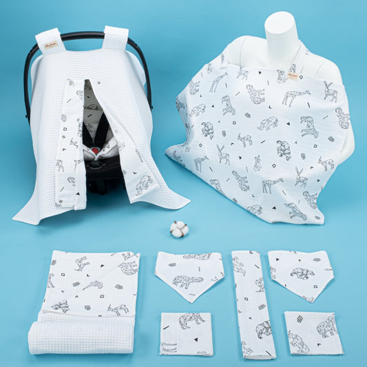 9 Piece - Newborn Sets - Double Sided - Winter - Beyaz Petek - Kaplan