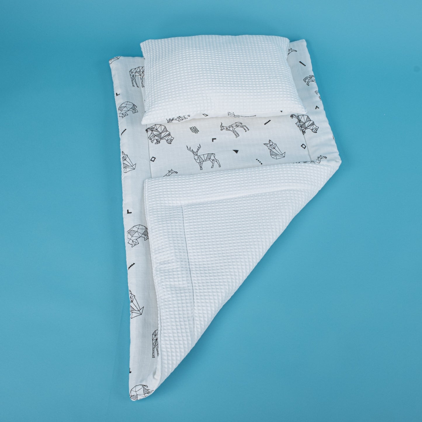 Double Sided Changing Pad and Pillow - Beyaz Petek - Kaplan