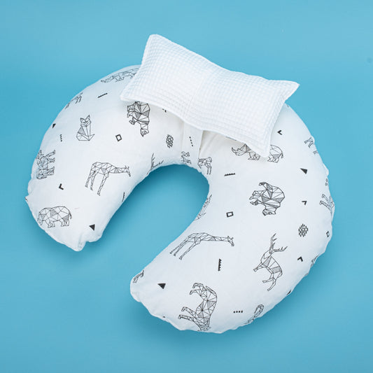 Double Sided Breastfeeding Pillow - Beyaz Petek - Kaplan