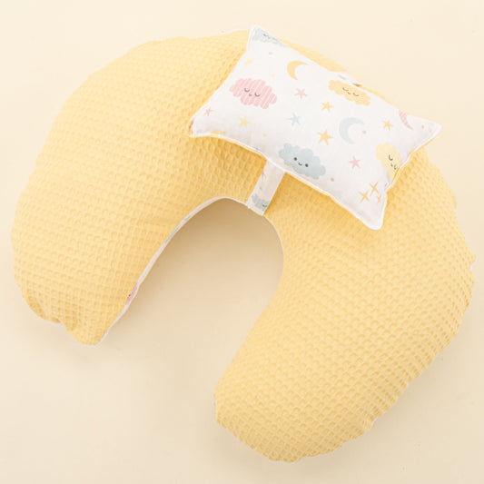 Double Sided Breastfeeding Pillow - Sarı Petek - Sarı Bulut