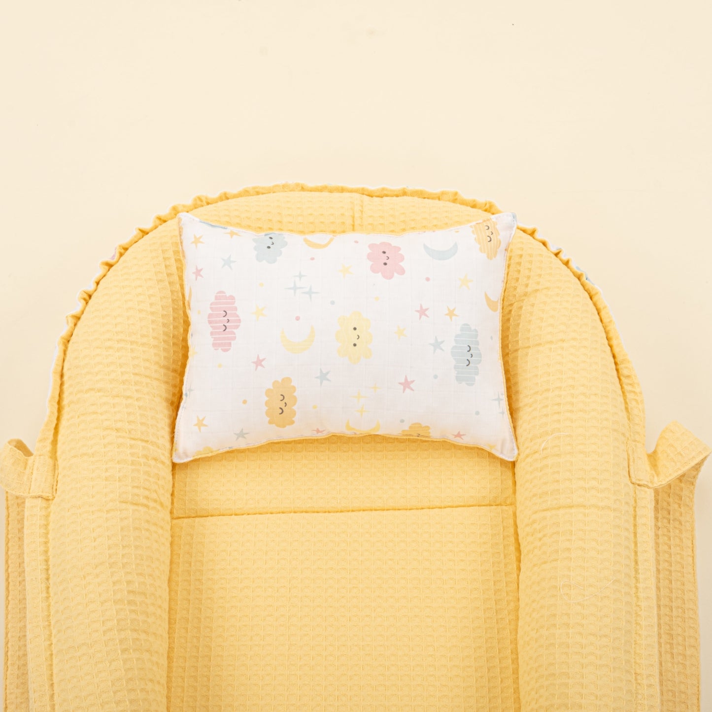 Babynest and Pillow - Çift Taraflı - Sarı Petek - Sarı Bulut