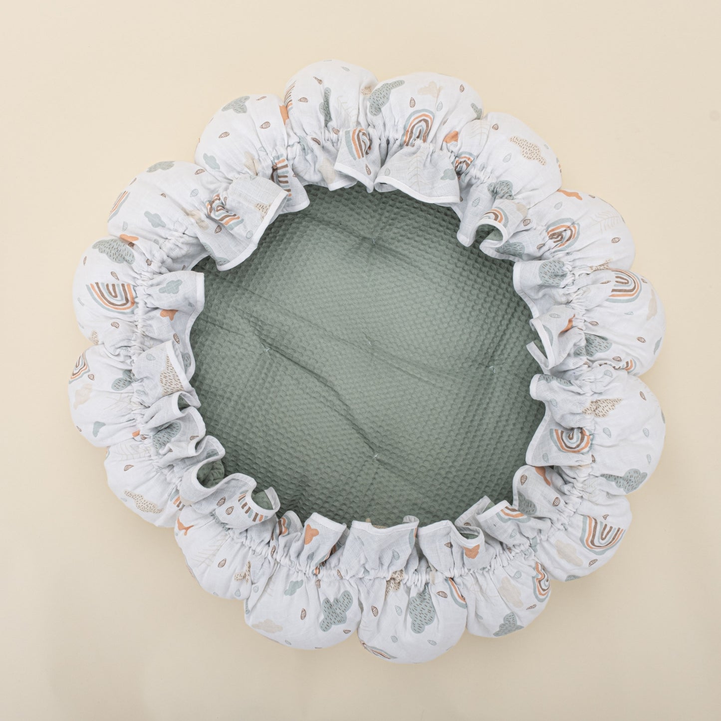 Round Babynest - Çift Taraflı - Yeşil Petek - Yeşil Gökkuşağı