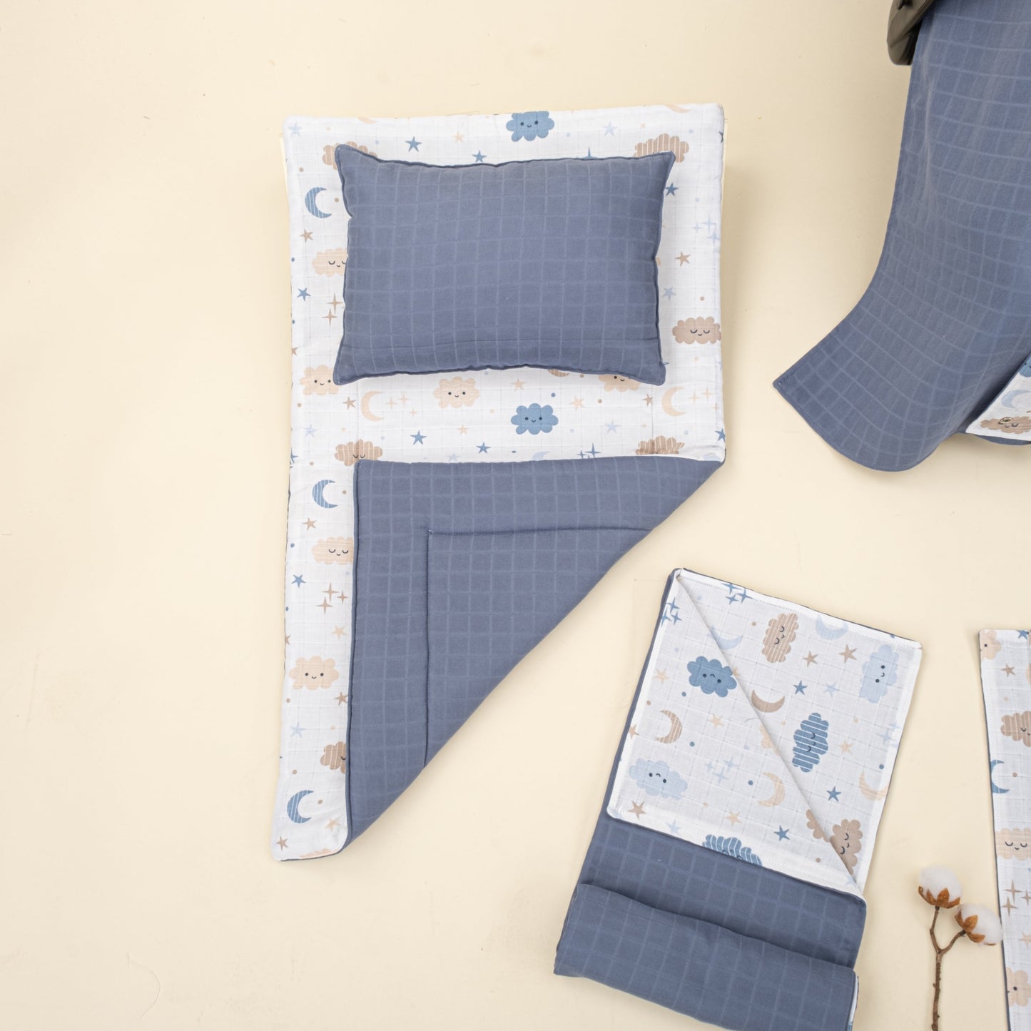 11 Piece - Newborn Sets - Double Sided - Seasonal - İndigo Muslin - Mavi Bulut