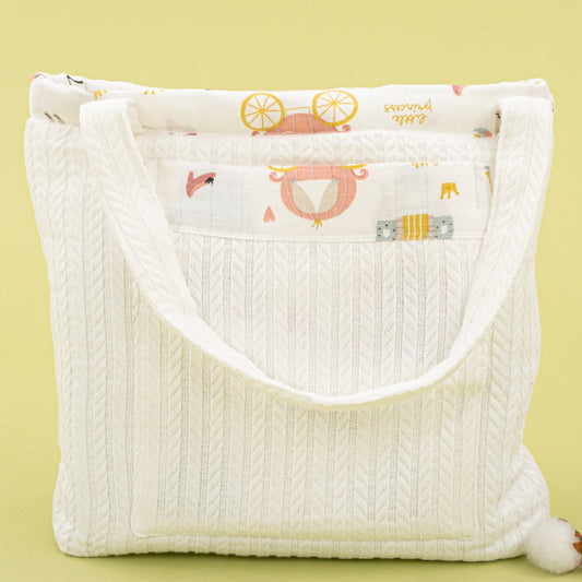 Baby Care Bag -  Beyaz Örgü - Sindirella