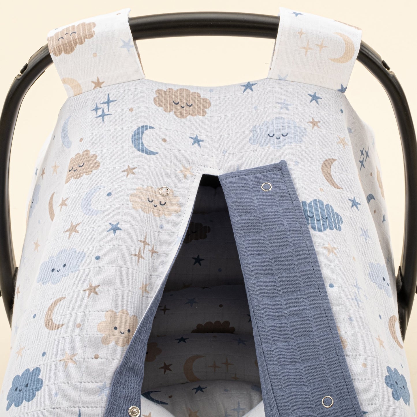 Stroller Cover Set - Double Side - İndigo Muslin - Mavi Bulut