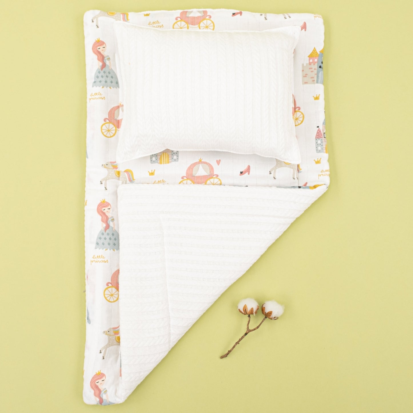 Double Sided Changing Pad and Pillow - Beyaz Örgü - Sindirella