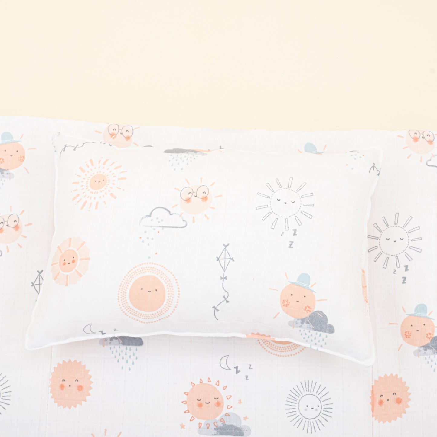 Double Sided Changing Pad and Pillow - Turuncu Güneş