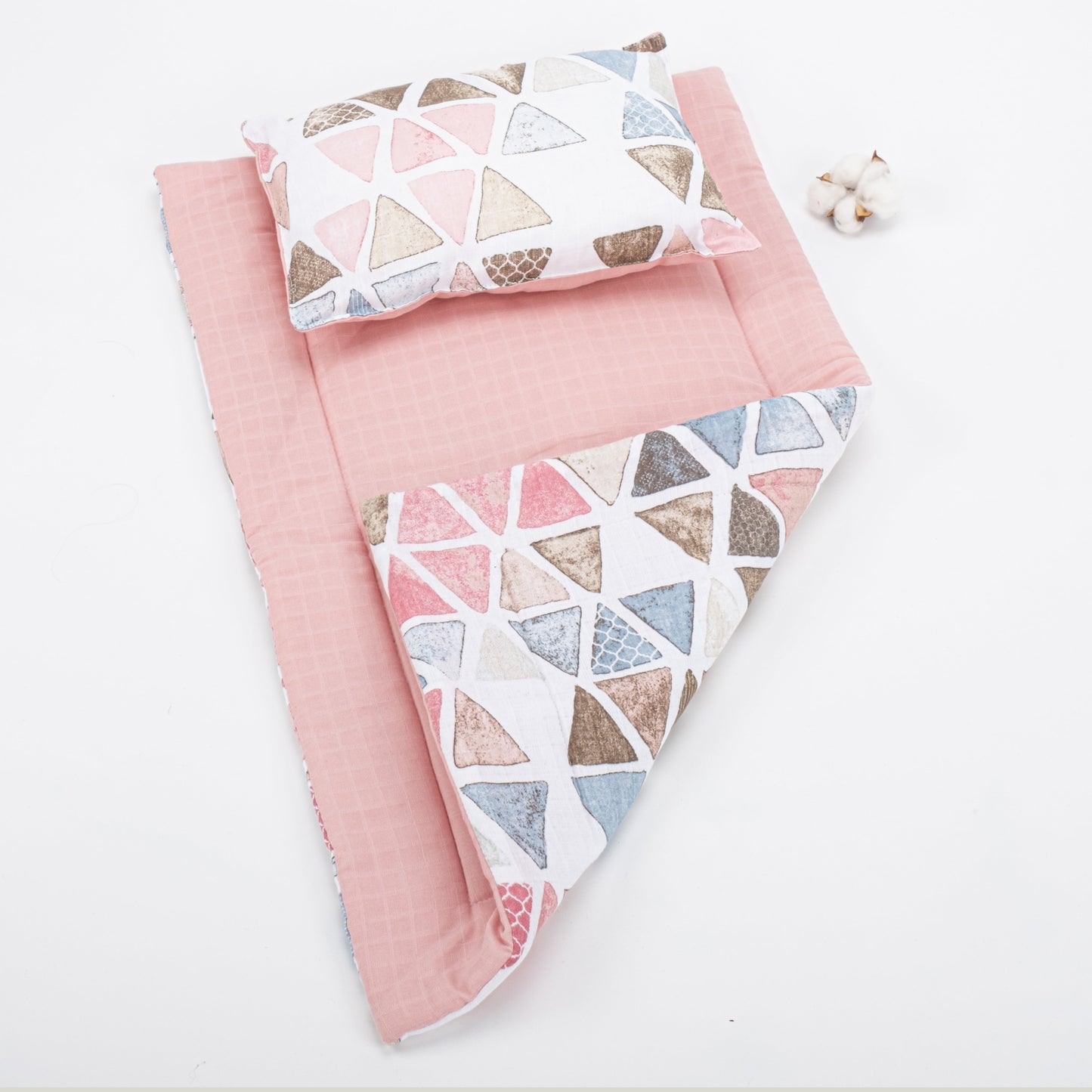 Double Sided Changing Pad and Pillow - Pudra Muslin - Retro