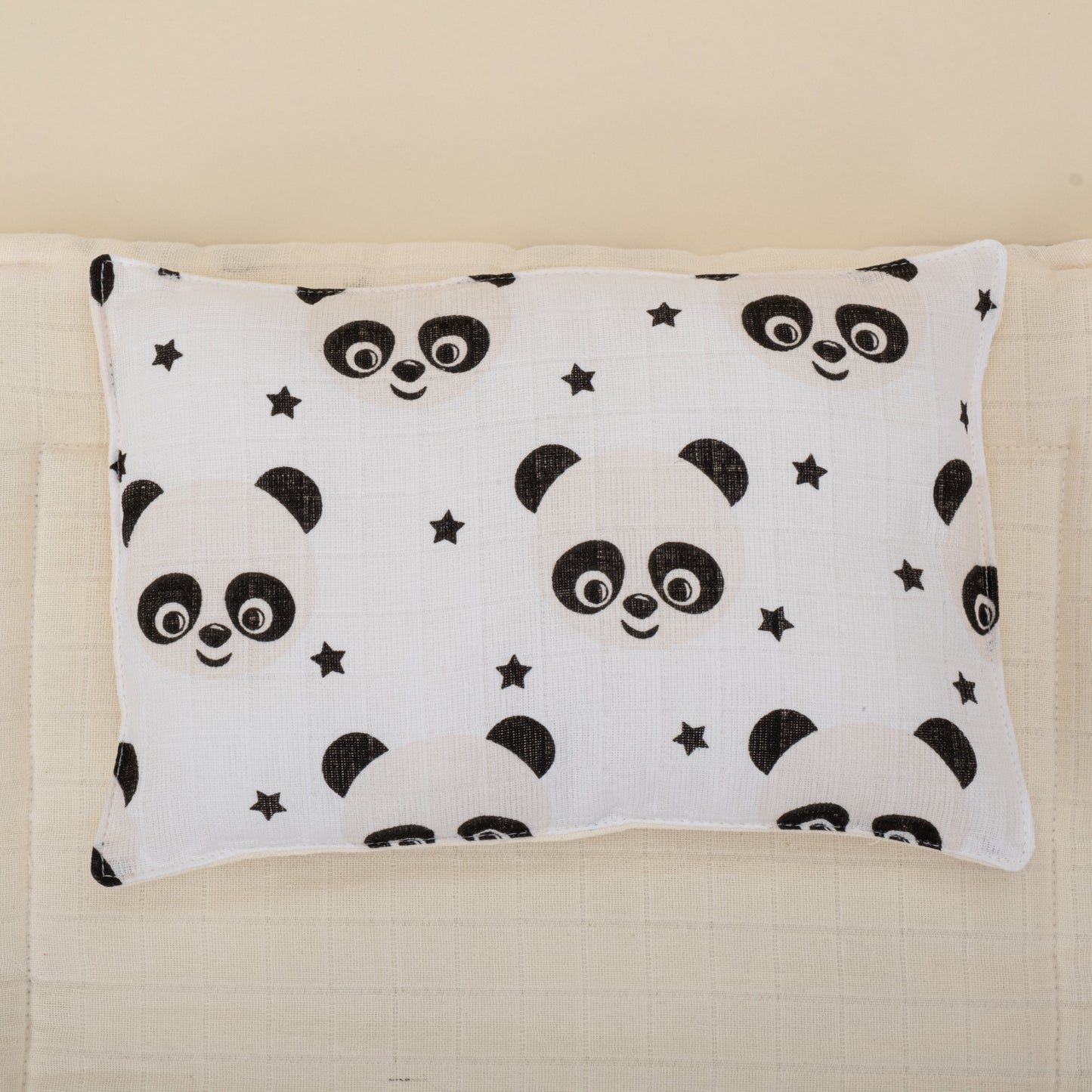 Sleeping Bag and Pillow - Krem Muslin - Panda