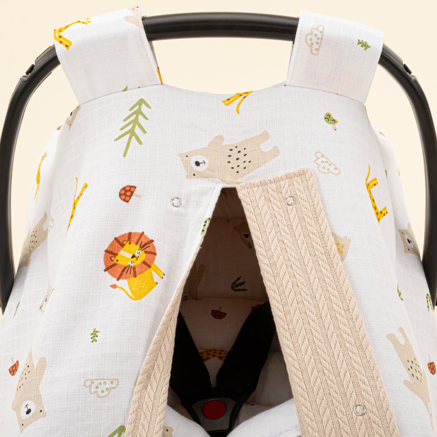 Stroller Cover Set - Double Side - Sütlü Kahve Örgü - Aslan