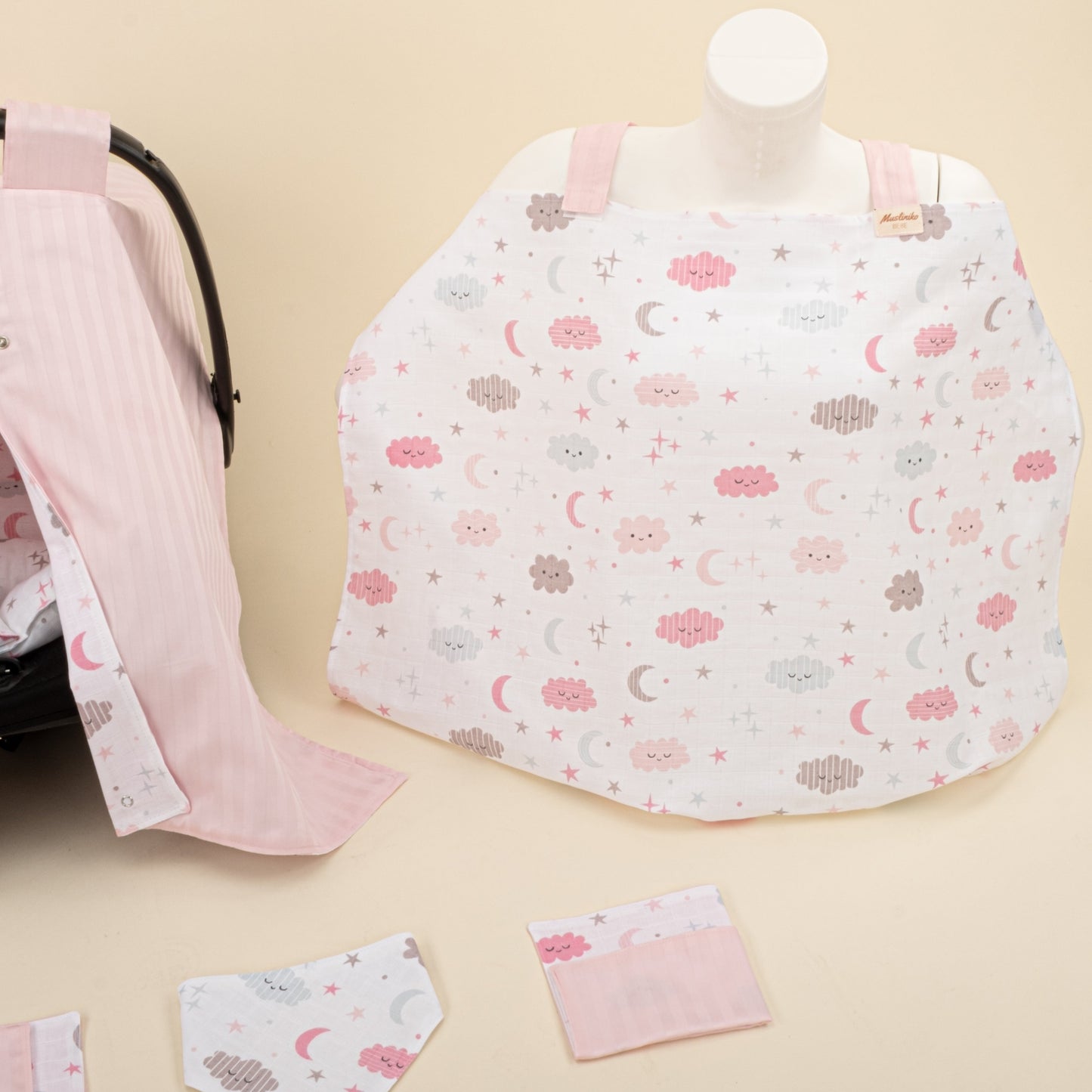 11 Piece - Newborn Sets - Double Sided - Winter - Pembe Saten - Pembe Bulut