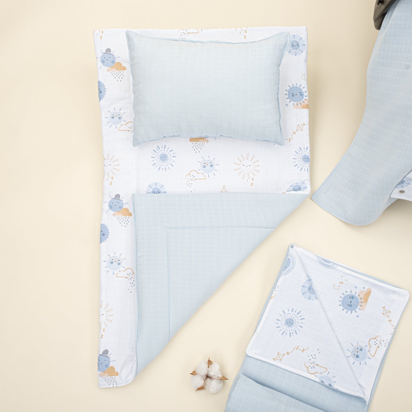 11 Piece - Newborn Sets - Double Sided - Seasonal - Bebe Mavi Muslin - Mavi Güneş