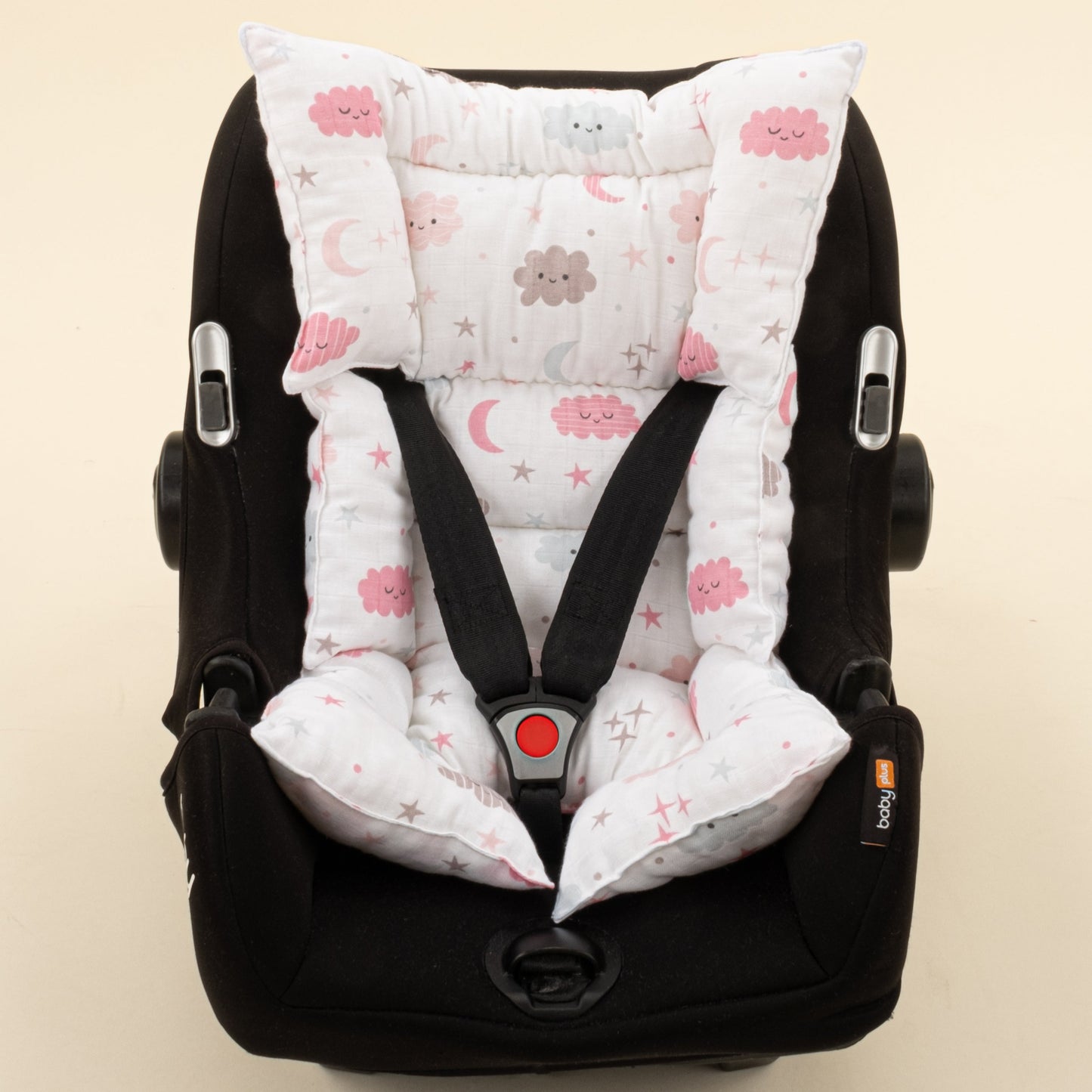 Stroller Cover Set - Double Side - Pembe Saten - Pembe Bulut