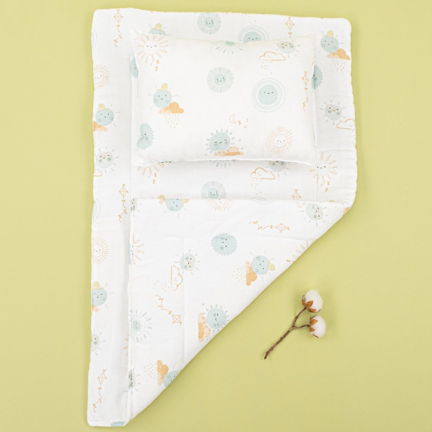 Double Sided Changing Pad and Pillow - Su Yeşili Güneş