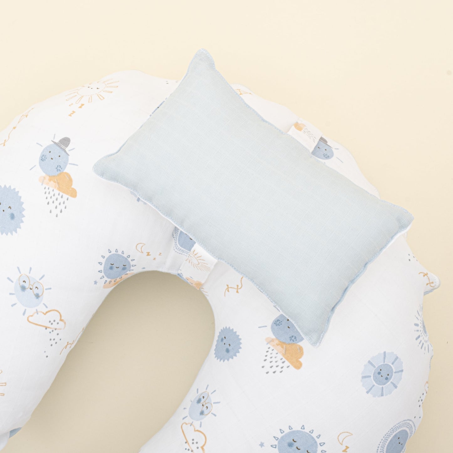 Double Sided Breastfeeding Pillow - Bebe Mavi Muslin - Mavi Güneş