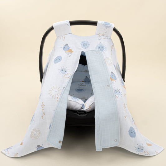 Stroller Cover Set - Double Side - Bebe Mavi Muslin - Mavi Güneş