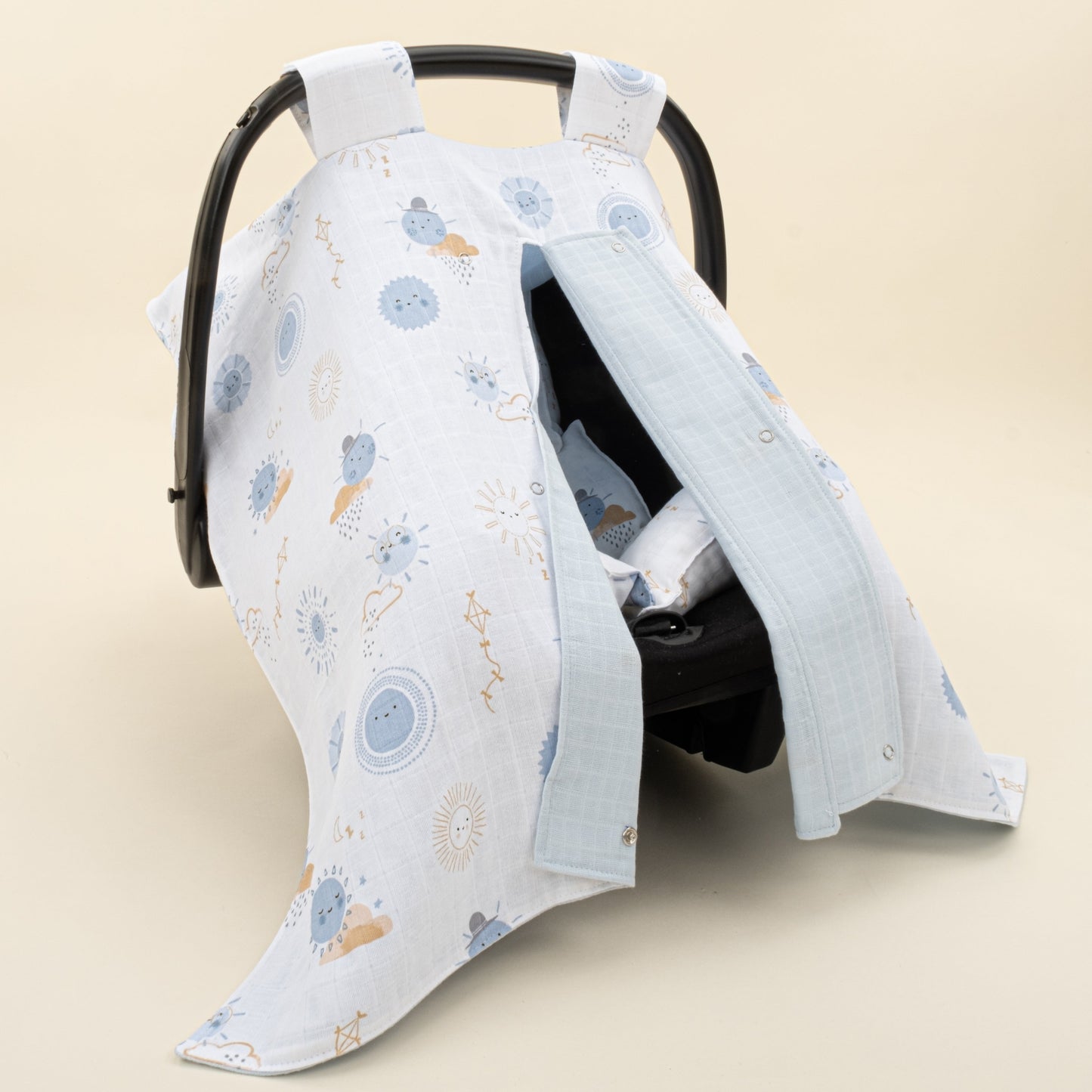 Stroller Cover Set - Double Side - Bebe Mavi Muslin - Mavi Güneş