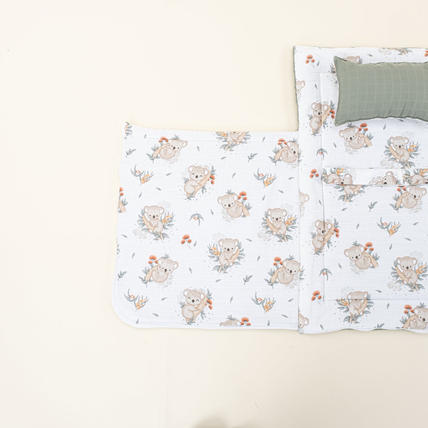 Sleeping Bag and Pillow - Haki Muslin - Koala