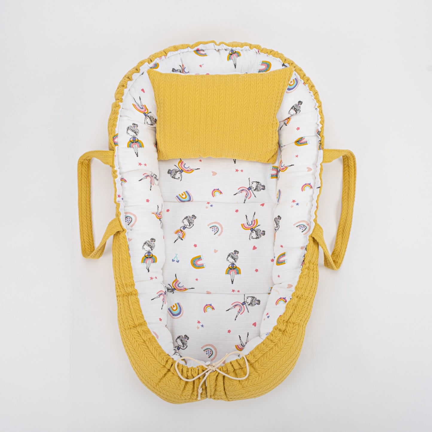 Babynest and Pillow - Çift Taraflı - Hardal Örgü - Balerin