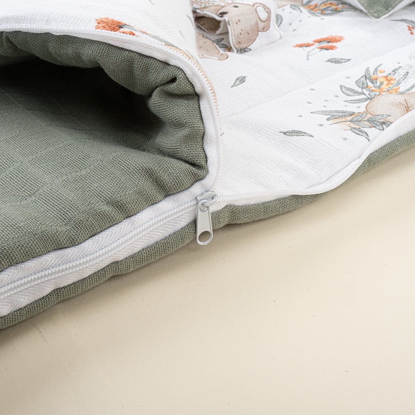 Sleeping Bag and Pillow - Haki Muslin - Koala