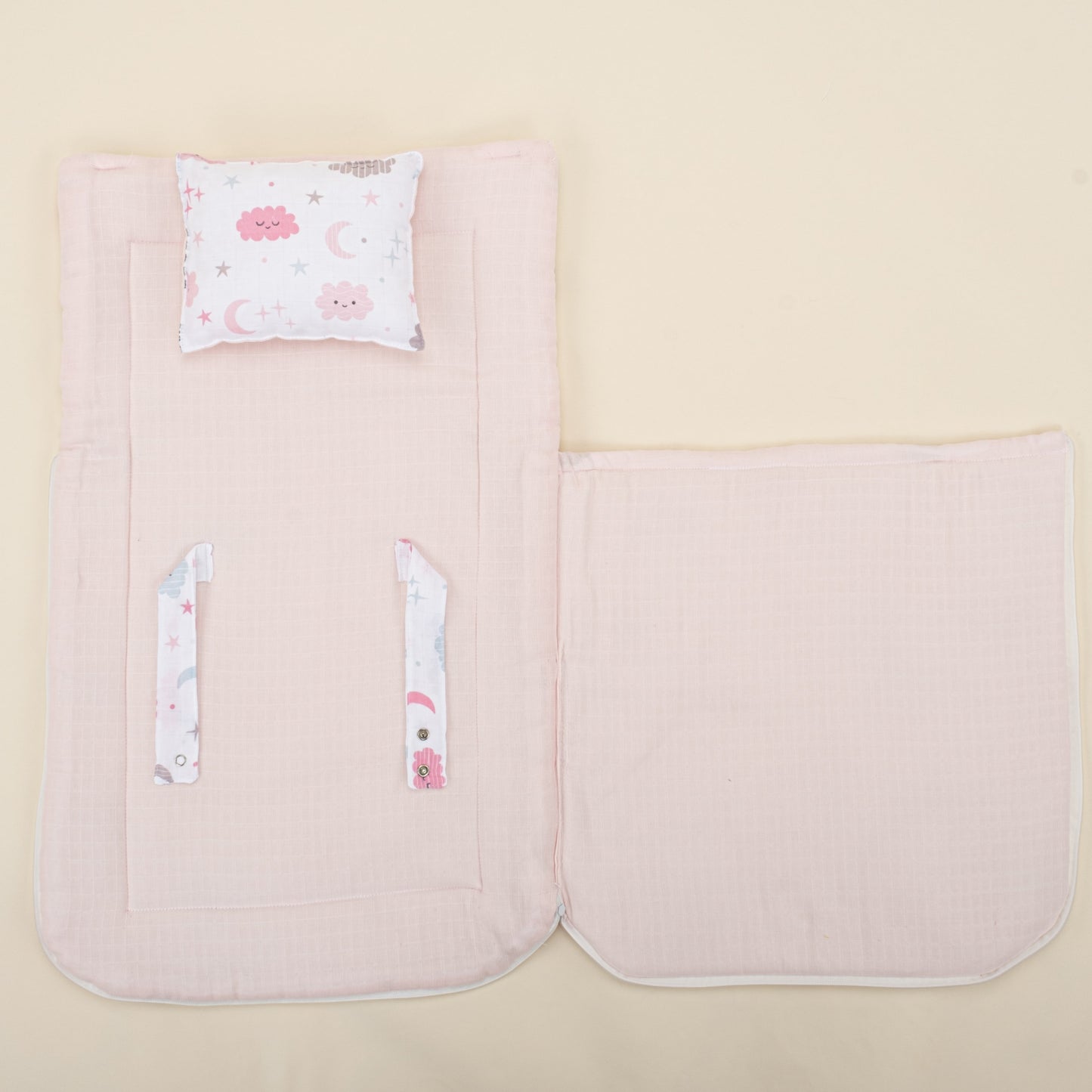 Sleeping Bag and Pillow - Bebe Pembe Muslin - Pembe Bulut