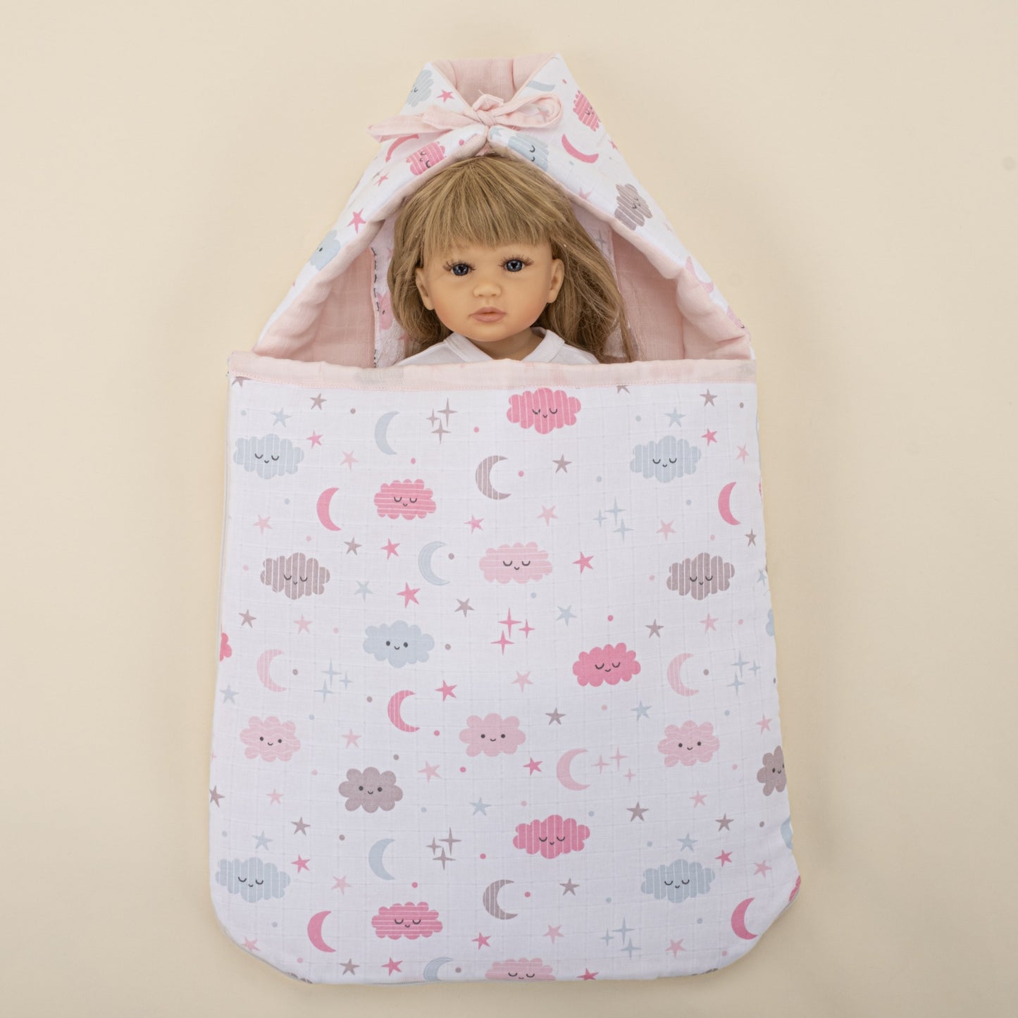 Sleeping Bag and Pillow - Bebe Pembe Muslin - Pembe Bulut