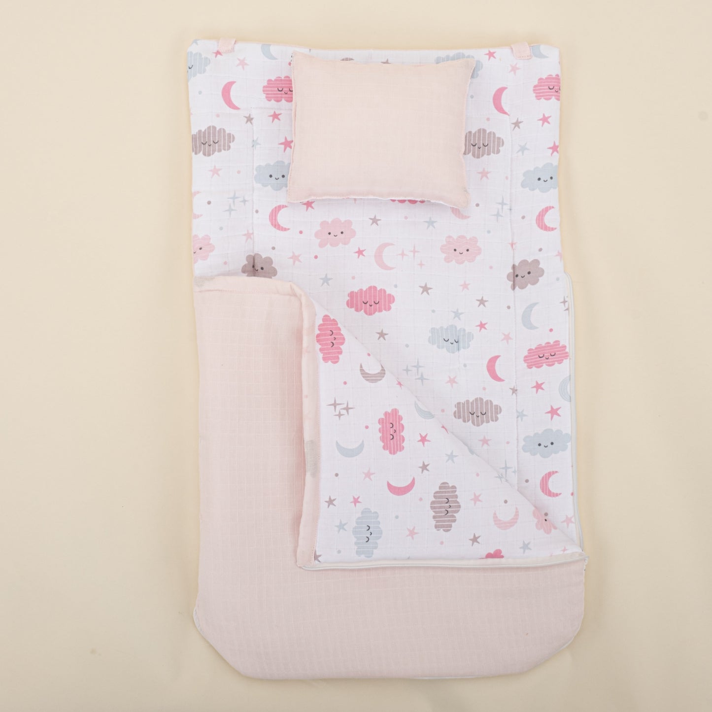 Sleeping Bag and Pillow - Bebe Pembe Muslin - Pembe Bulut