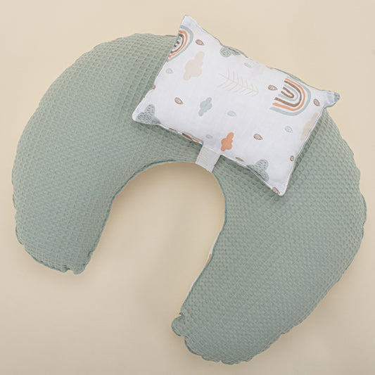 Double Sided Breastfeeding Pillow - Yeşil  Petek - Yeşil Gökkuşağı