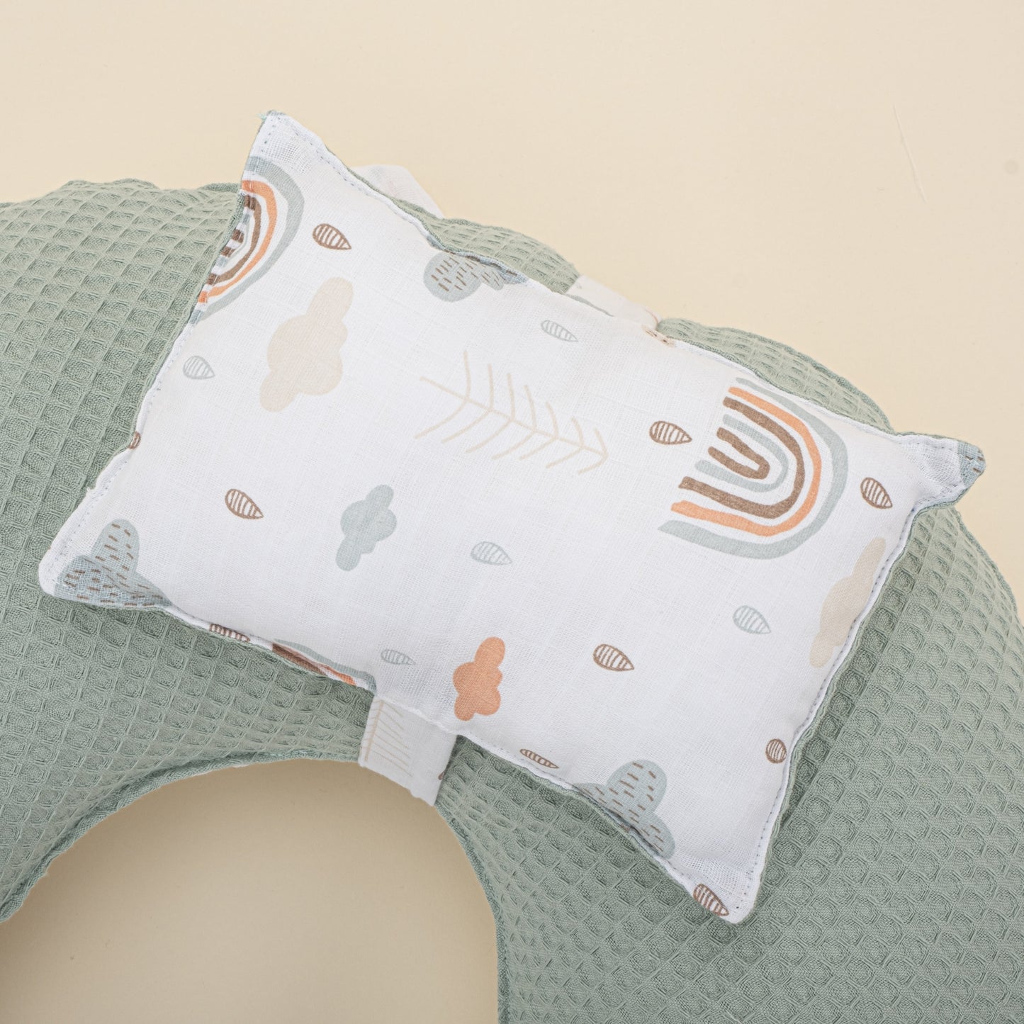 Double Sided Breastfeeding Pillow - Yeşil  Petek - Yeşil Gökkuşağı