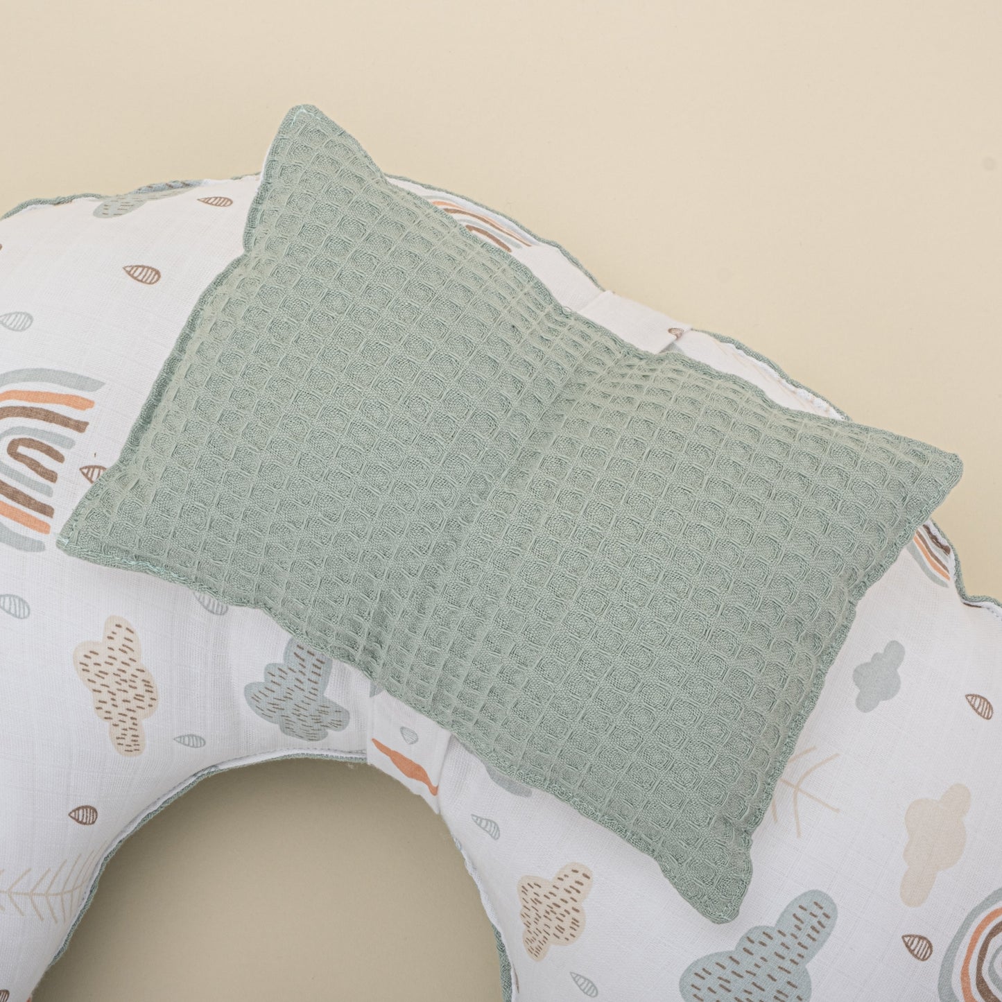 Double Sided Breastfeeding Pillow - Yeşil  Petek - Yeşil Gökkuşağı